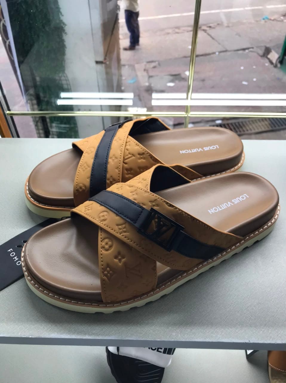 LV Cross Belt Slide Brown